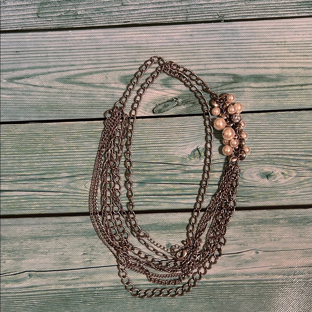 Premier Designs Multi-Strand Silver Pearl Necklace